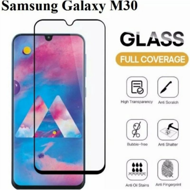 Samsung M20 M21 M30 M30s M31 tempered glass anti gores kaca full lcd