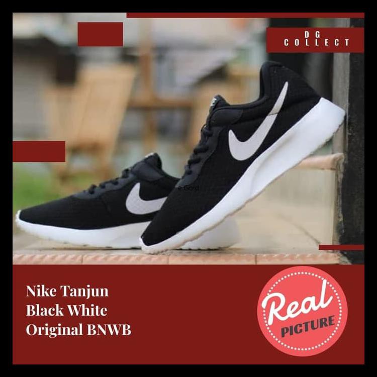 Sepatu Nike Tanjun Black White Original Sneakers Pria Wanita Keren - 37