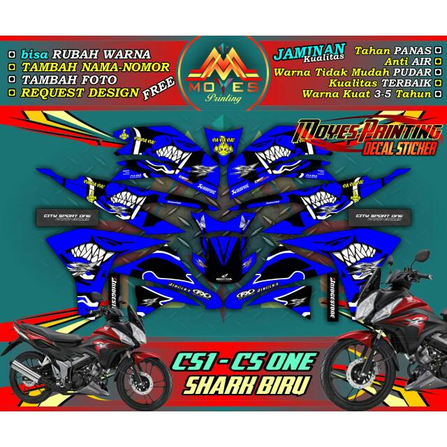 Decal CS1 sticker CS1 decal honda cs one sticker motor honda cs one fullbody motip shark blue