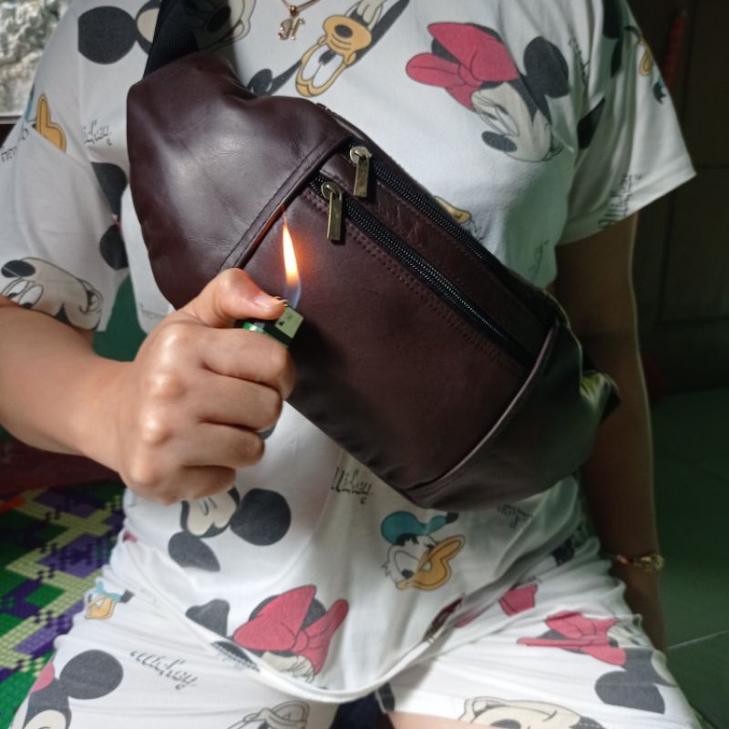 Waistbag/Tas selempang Slempang Pria & Wanita Asli Kulit Domba Garut Handmade