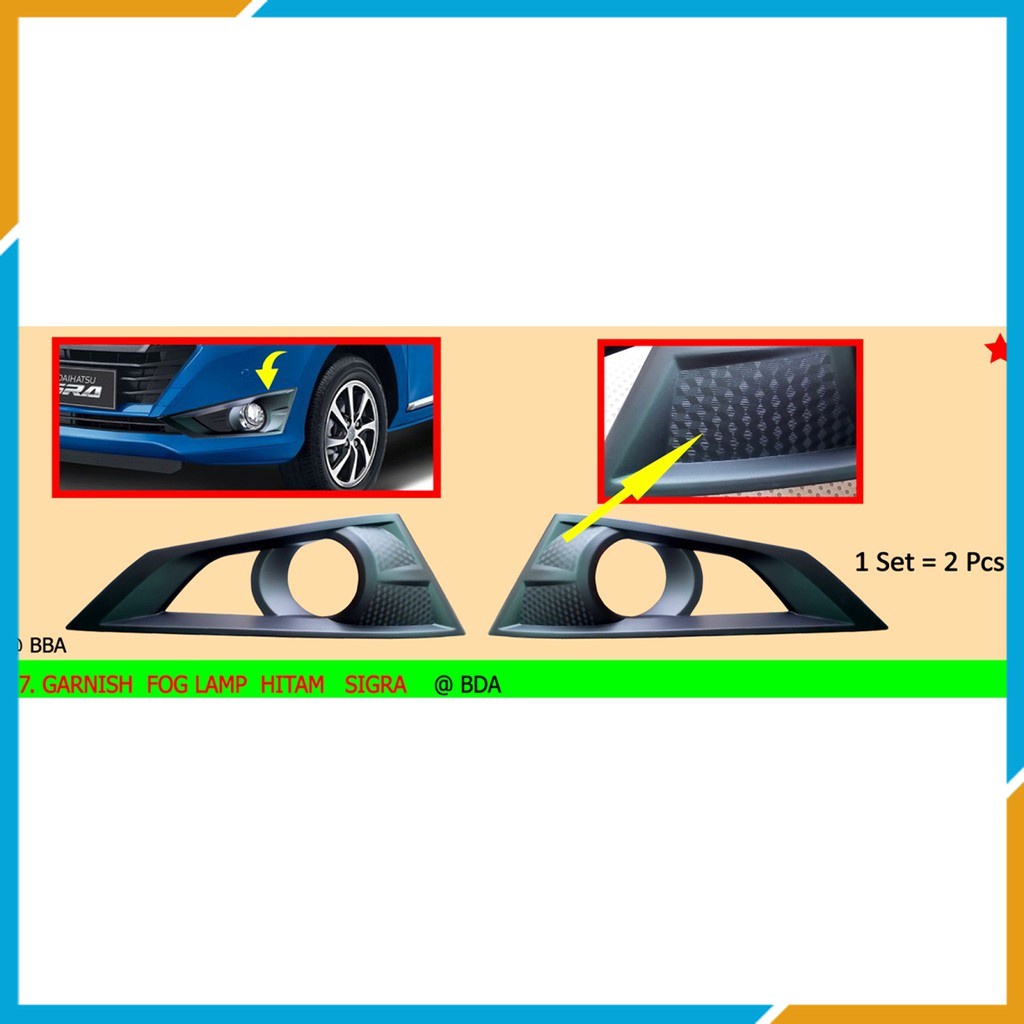 VARIASI RING/COVER/GARNISH FOG LAMP/LAMPU KABUT MOBIL DAIHATSU SIGRA WARNA HITAM DOFF GOOD QUALITY -