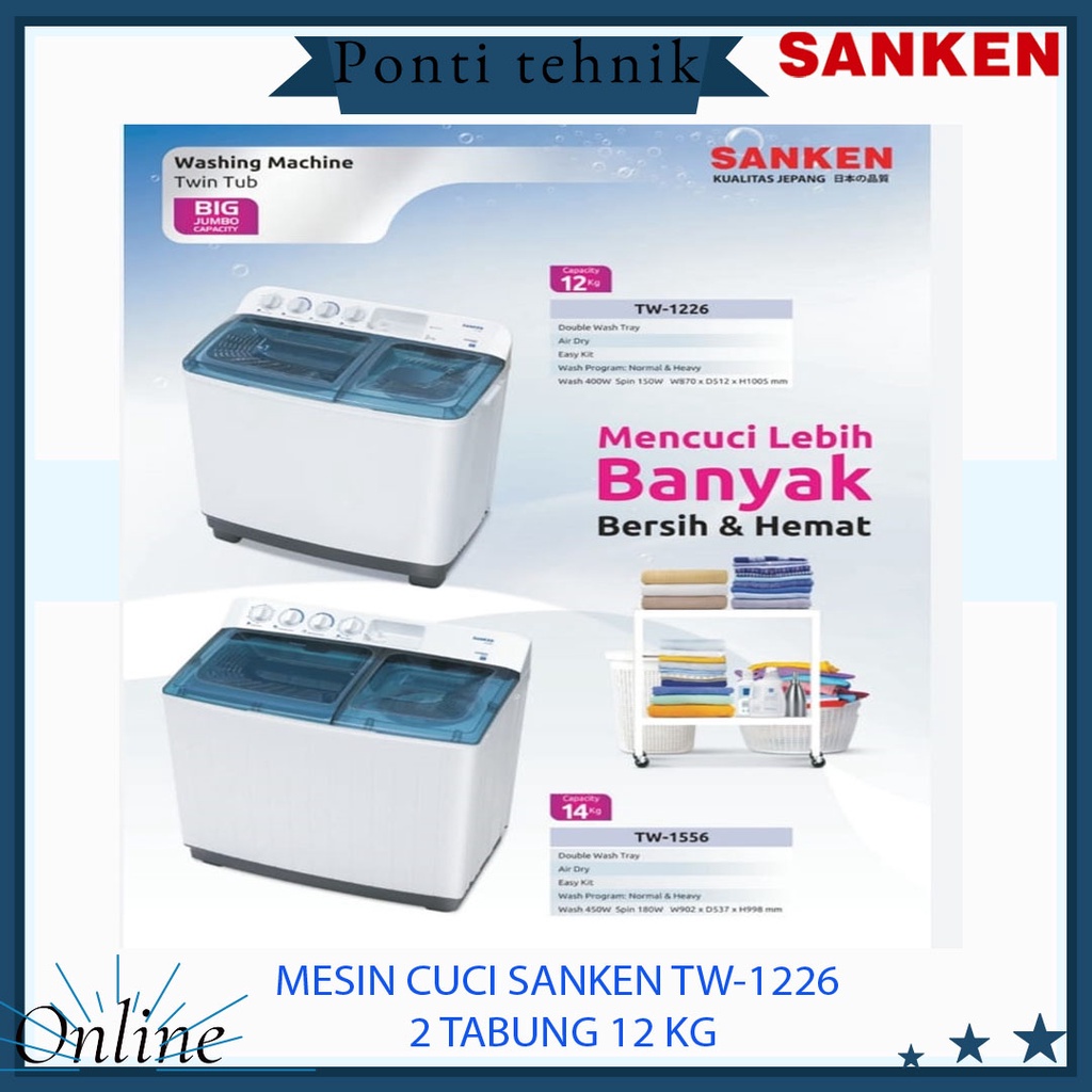 Jual Mesin Cuci Sanken Tw 1226 Big Jumbo 2 Tabung 12 Kg Shopee Indonesia