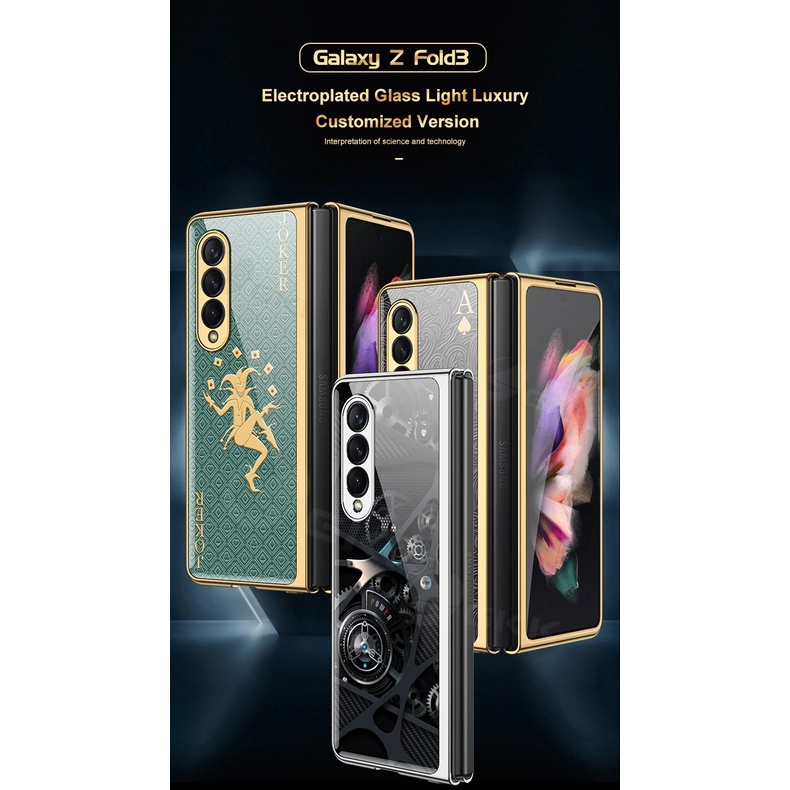 Case GKK Samsung Galaxy Z Fold 3 5G Case Motif Fantasy Marble Pattern Glasses Original