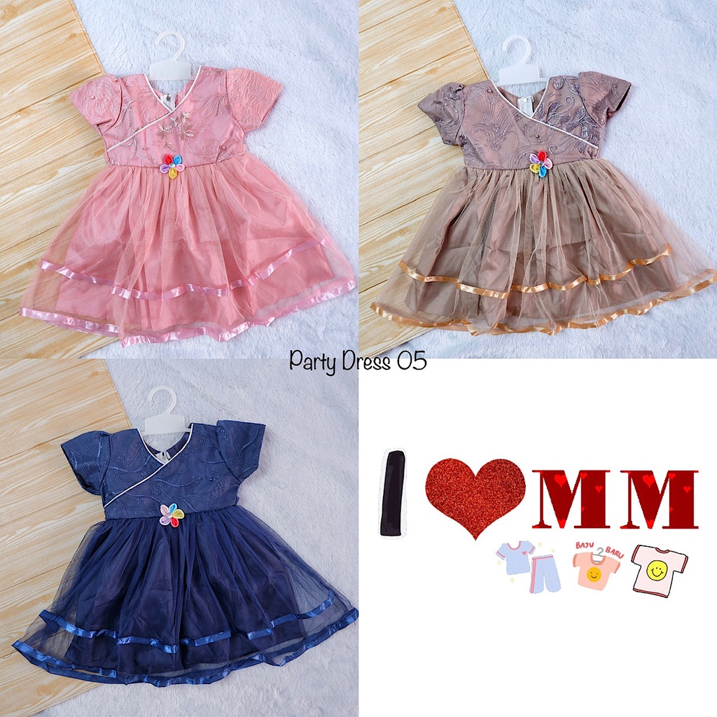 0-12 Baju Dress Gaun Pesta Anak Bayi Cewek Perempuan Tile Premium Dress Ulang Tahun-PartyDress05