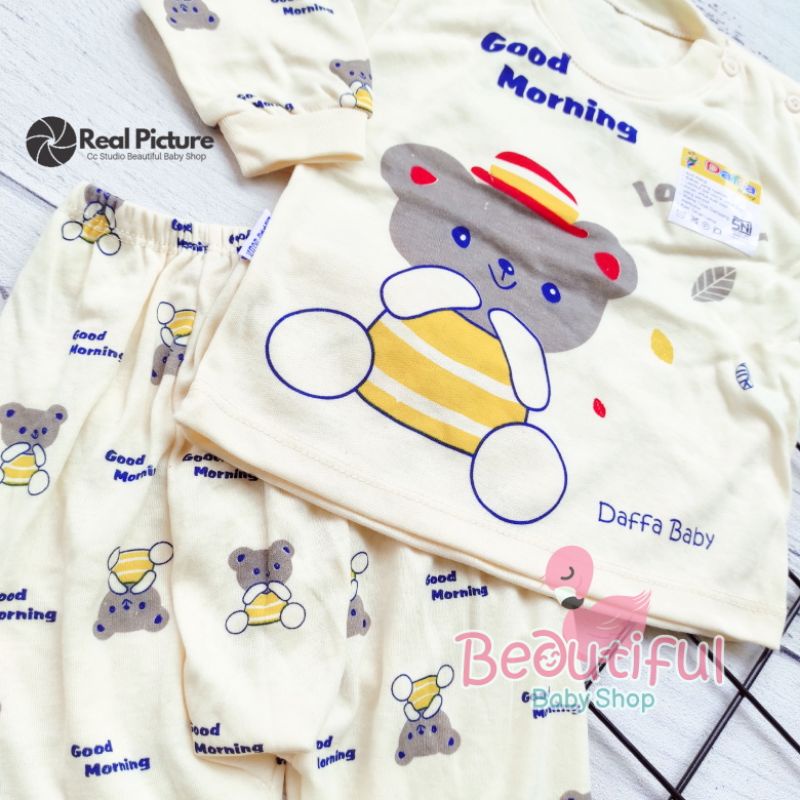 PREMIUM Setelan Baju Bayi Panjang SNI Motif Good Morning / Setelan Piyama Bayi / Baju Bayi Panjang Merk Daffa Baby / Baju Tidur Bayi / Baby.ou_