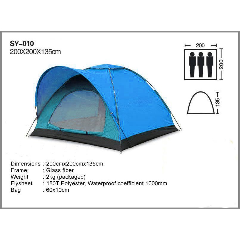 Tenda Dome BNIX SY-010 Tenda Camping Kapasitas 3-4 Orang model keong