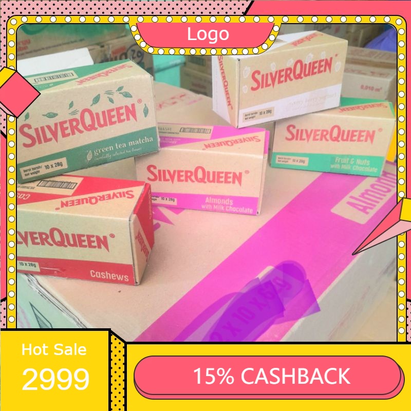 

COKLAT SILVERQUEEN 28GR ISI 10 PCS - COKELAT SILVER QUEEN 30 GRAM ALMOND CASHEW FRUIT YOGURT 28GR