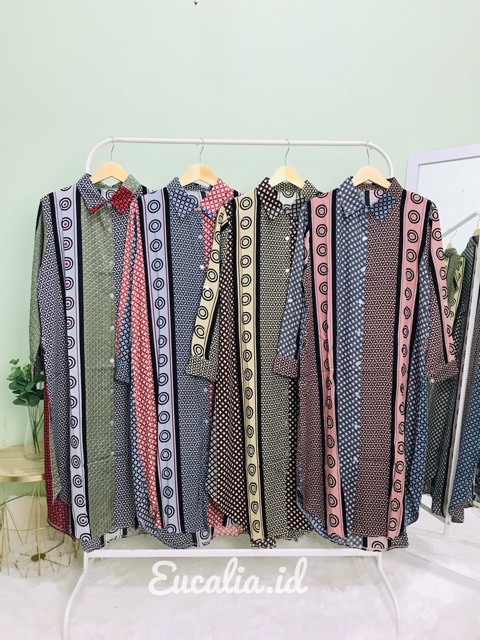 eucalia AYLA TUNIC Tunik blouse wanita rayon motif etnik tribal abstrak busui