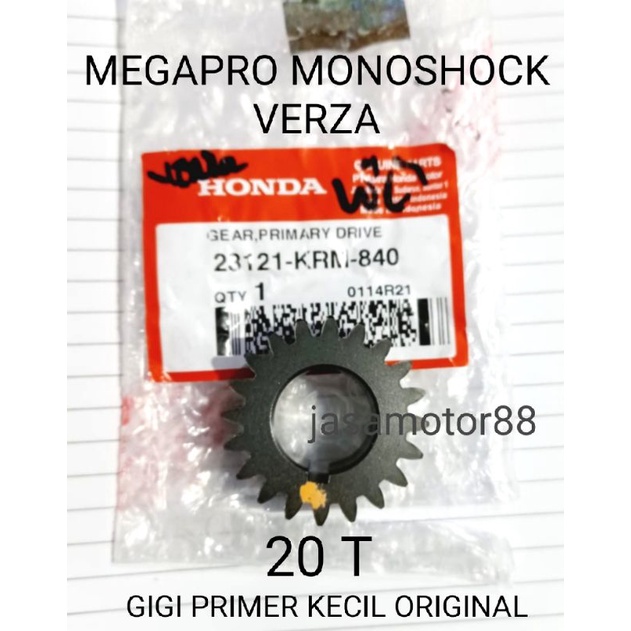 GEAR GIGI PRIMER KECIL HONDA MEGA PRO MONOSHOCK VERZA 20 T KRM ORIGINAL 23121 KRM 840