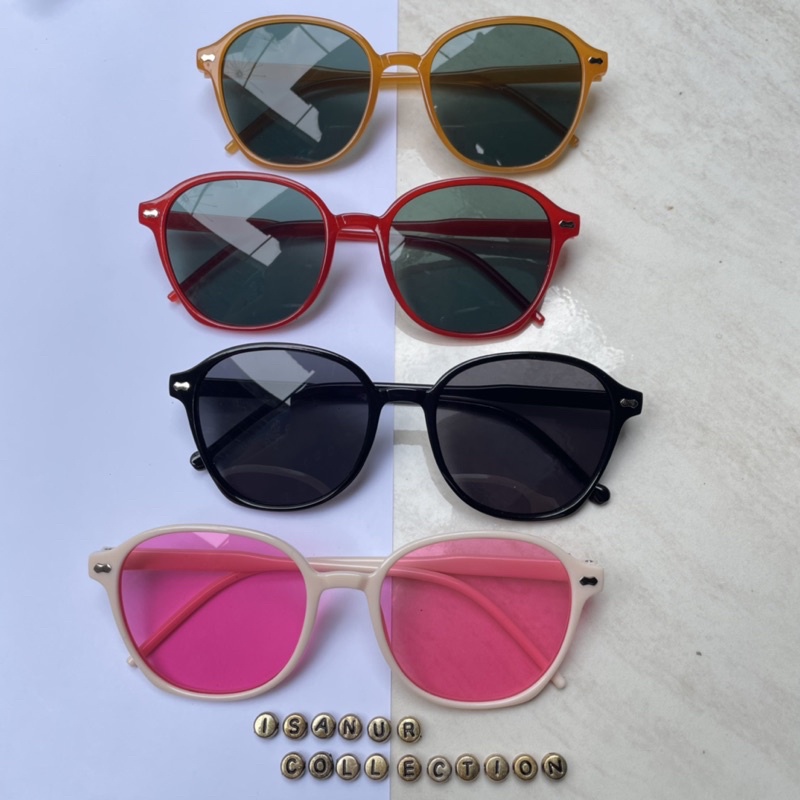 ISANUR97 - AGYA SUNGLASSES | Kacamata Bulat Kacamata Hitam Wanita Retro Korean Fashion