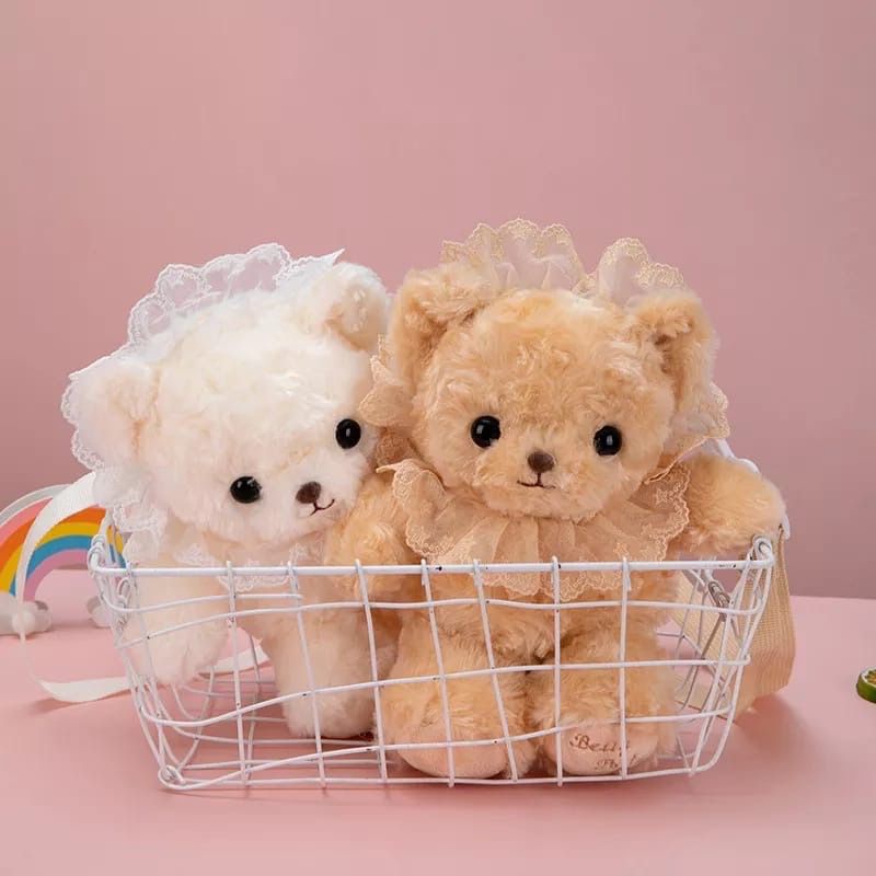 Tas Selempang BERUANG Merangkul NONI QUEEN RENDA / Tas Boneka Bulu Selempang Mini Rangkul Renda