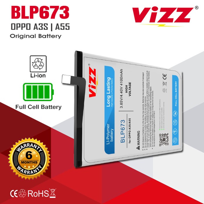 Baterai Vizz Oppo A3S / A55 BLP673 Original