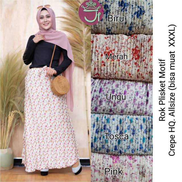Grosir Rok plisket motif @45K min 4pcs