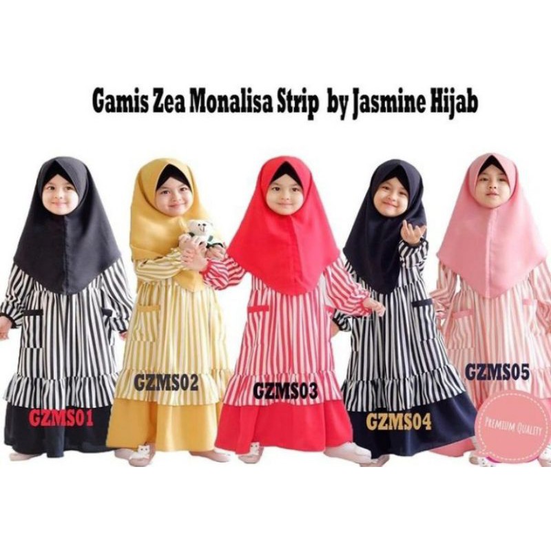 GAMIS ANAK 2-8 THN MOTIF SALUR/GAMIS ZEA STRIP/GAMIS SET HIJAB ANAK GARIS