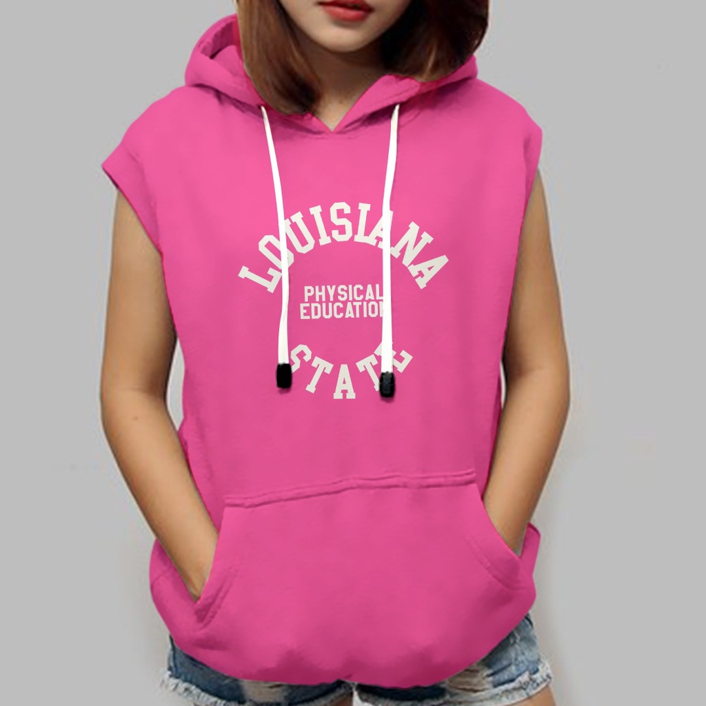 SLEEVELESS HOODIE LOUISIANA STATE ROMPI HOODIE WANITA KOREA / VEST HOODIE WANITA TEBAL