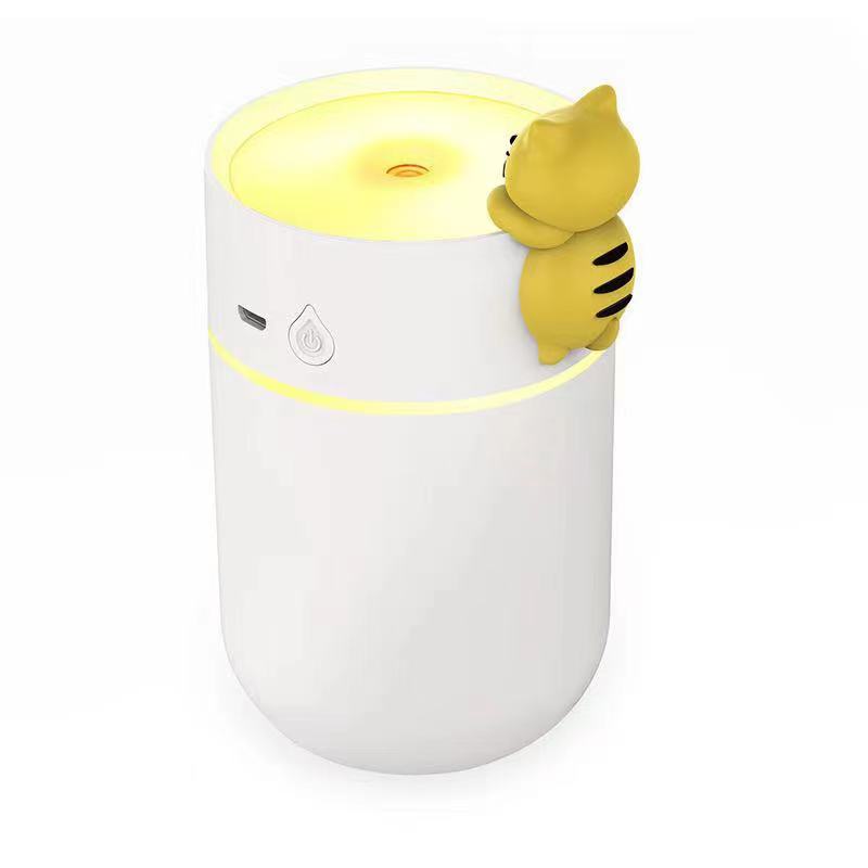 Diffuser Aromatherapy 260 ml Cat with 7 colour LED Lamp +  Pelembab ruangan - High quality-260 ML C PUTIH