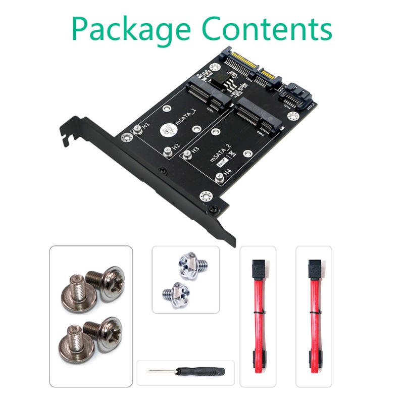 Konverter Adapter Kartu Ekspansi btsg Dual MSATA Ke SATA3 Bracket Tinggi Penuh Untuk HDD