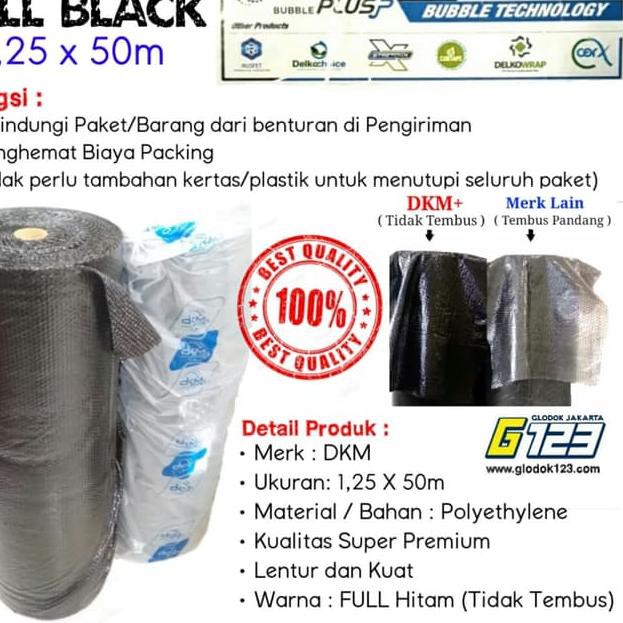 

Plastik Bubble Wrap Hitam 125cm x 50m merk DKM+ Kualitas Super Premium