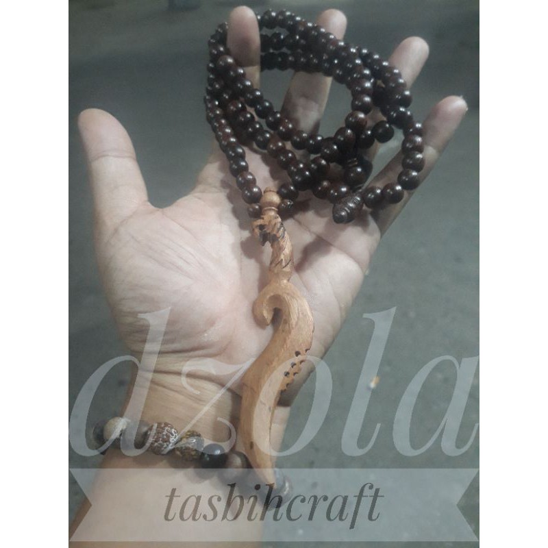 tasbih kayu galihasem pugag akar liontin kujang nagasari