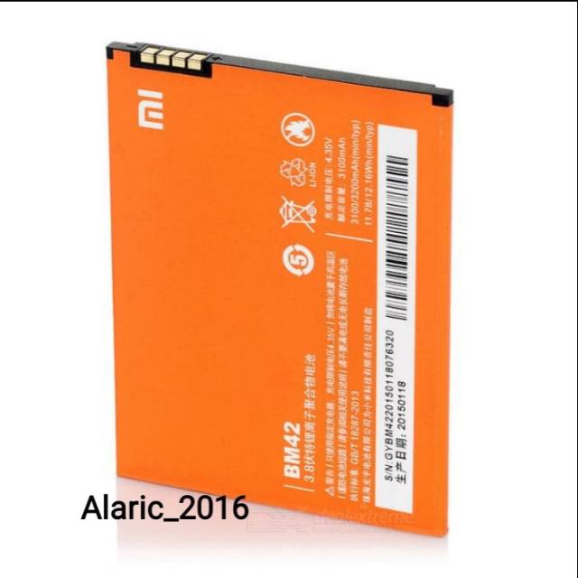 BATTERY BATERAI BATRE ORIGINAL 100% XIAOMI REDMI NOTE 1 (BM42)