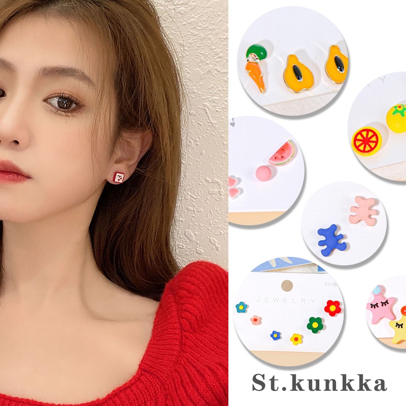 Anting S925 Silver Bentuk Bunga Kecil Gaya Korea Untuk Wanita