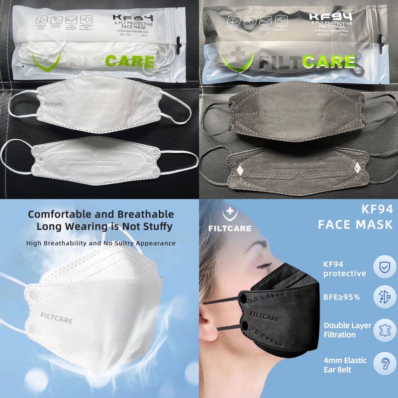 Masker Kf94 Kf 94 FILTCARE Earloop Tali Kuping 4 ply isi 10 pcs