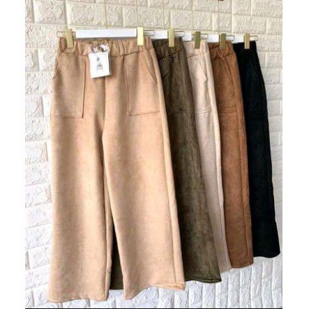 ALEEYA Kulot Suede Panjang Kantong Tempel / Yunita Pants Suede Cullotes (3107)