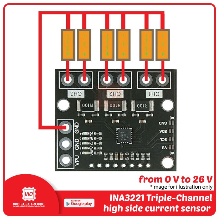 INA3221 Triple-Channel high side current sensor 0-26V module