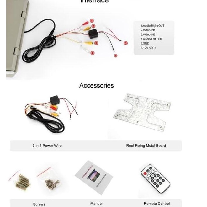 Tv Plafon / Roof 10.1" Led Slim Universal. Monitor Only.