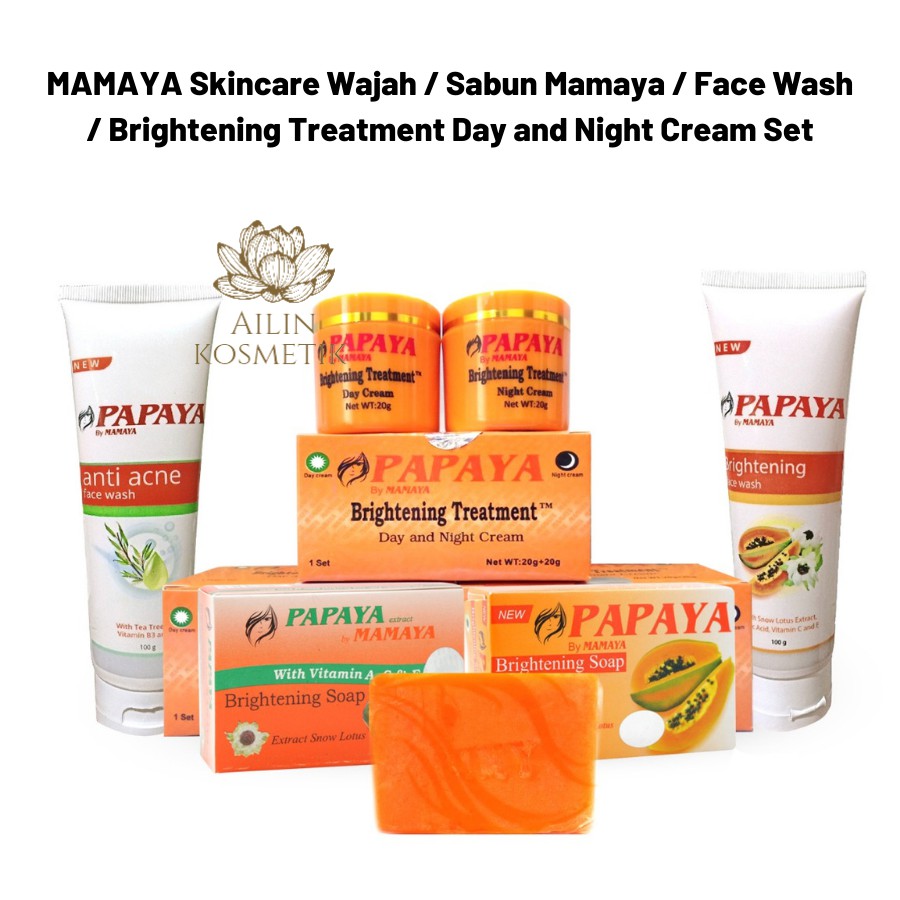 MAMAYA Skincare Wajah / Sabun Mamaya / Face Wash / Brightening Treatment Day and Night Cream Set