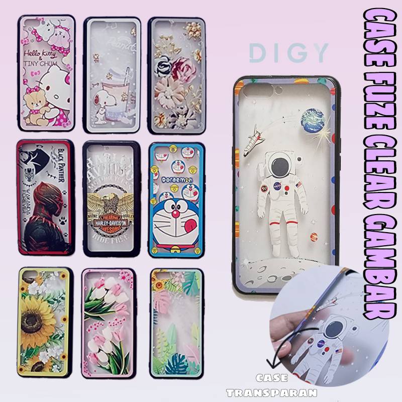 Casing Import REALME C11 C12 / C15  6 2  2 pro / F9 A1K C2 C3 / 5   Case Fuze Clear Karakter Kartun Astronot