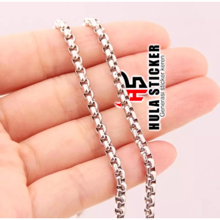 Rantai Kalung Titanium Stainless Premium 316L Pria Wanita Anti Karat ROLO SILVER Rantai Pendant