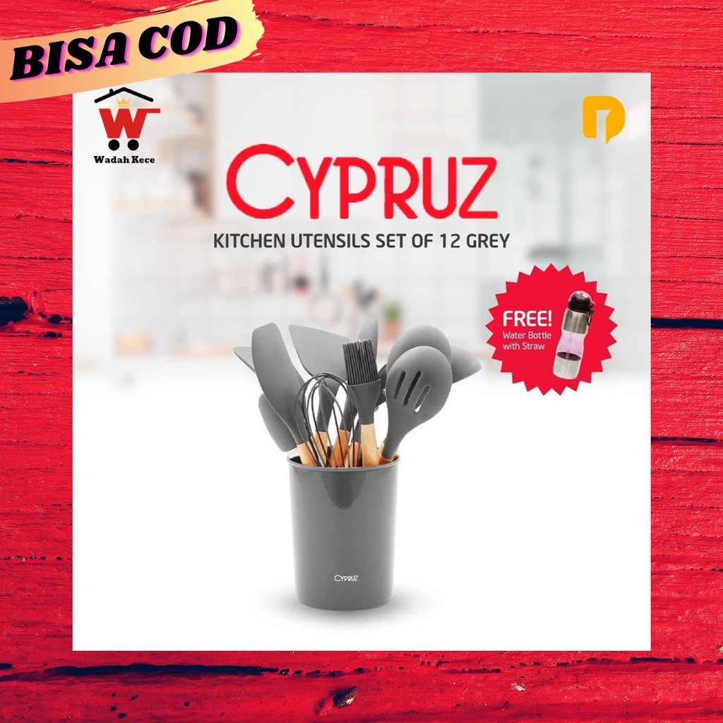 CYPRUZ KITCHEN UTENSILS GREY / ALAT MASAK / ALAT MASAK SET / ALAT DAPUR / SPATULA / PENGOCOK TELUR