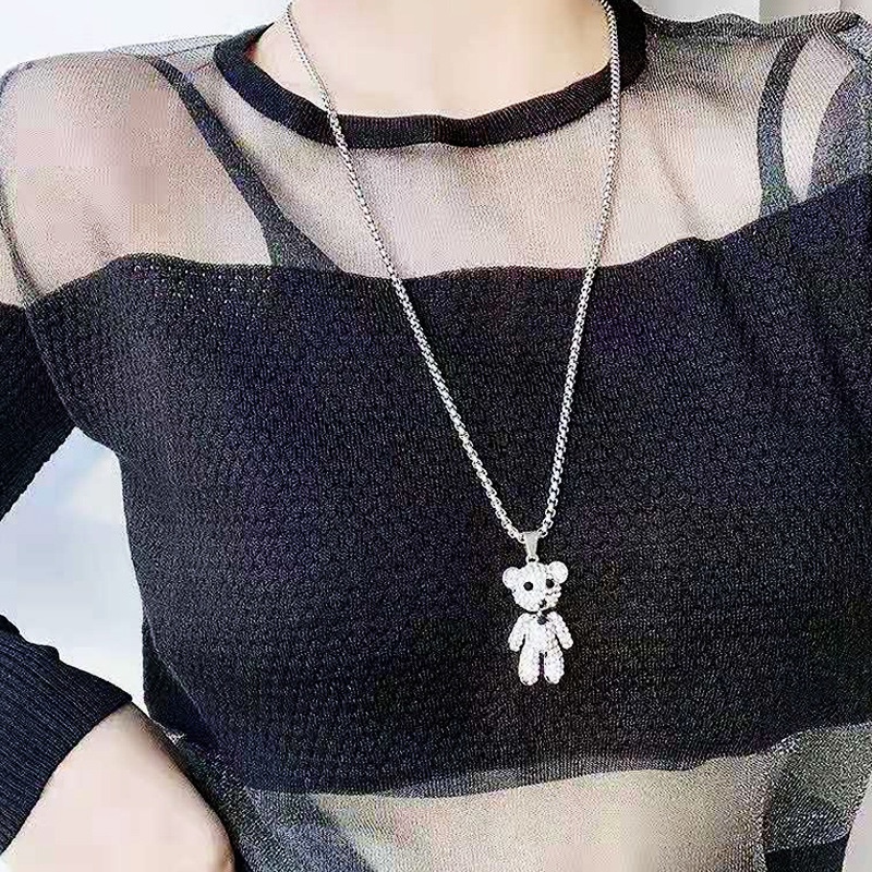 Selebriti Internet Bear multi lapis kalung untuk wanita in Harajuku style elegan panjang hip hop kal