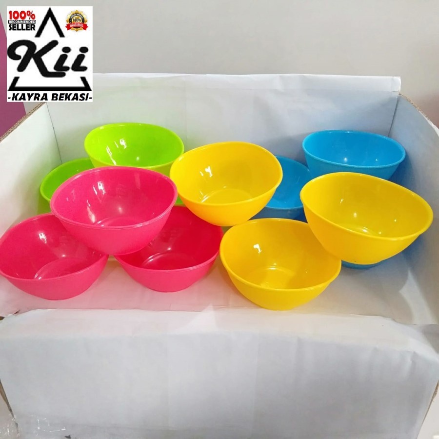 Happy Mangkok Square Bowl 12pcs - Mangkok Warna Cantik - Mangkok Bakso