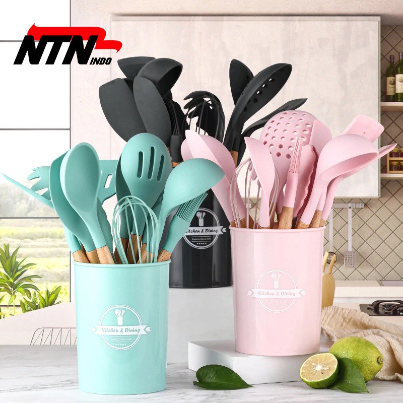 Sillicone Utensil Set 11 Pcs Peralatan Dapur Masak Baking Sutil Spatula