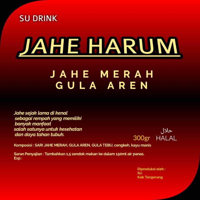 

MINUMAN BUBUK JAHE MERAH GULA AREN 300GR