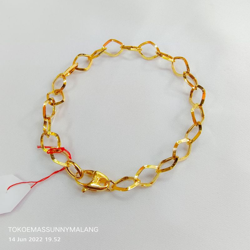 Gelang lemes oval fancy siem kadar 300% emas asli