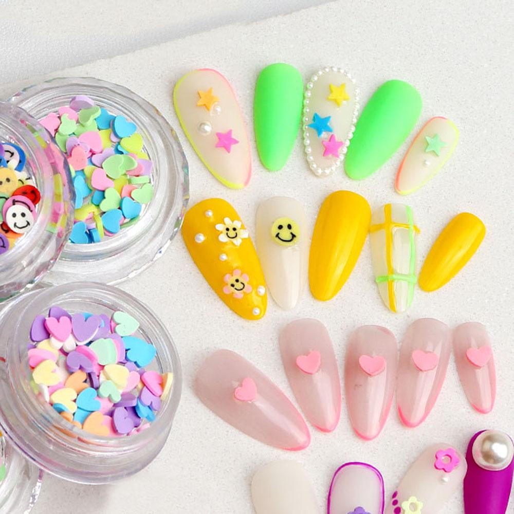 Mxbeauty Dekorasi Nail Art 3D Rainbow Smiley Candy Peach Hati DIY Nail Art