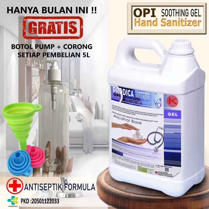 Hand Sanitizer Gel 5 Liter Prodica dan lainnya Bonus Botol dan Corong Promo berlaku hanya bulan ini saja, ayo buruan sebelum habis periode promo sudah ada izin edar resmi by Oke sabun suplayer