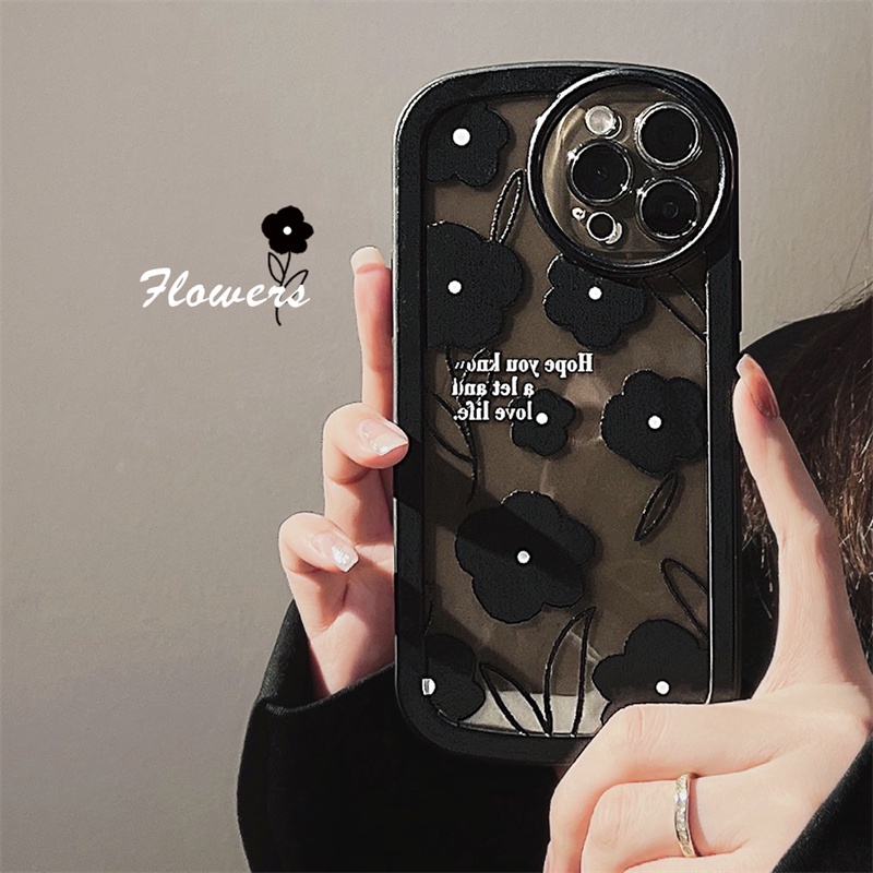 Soft Case TPU Motif Bunga Hitam Untuk Samsung A13 A02S A03 A03S A30S A21S A11 A12 A51 A30 A50 A52 A20S A10S M12 J4 Plus J7 Prime