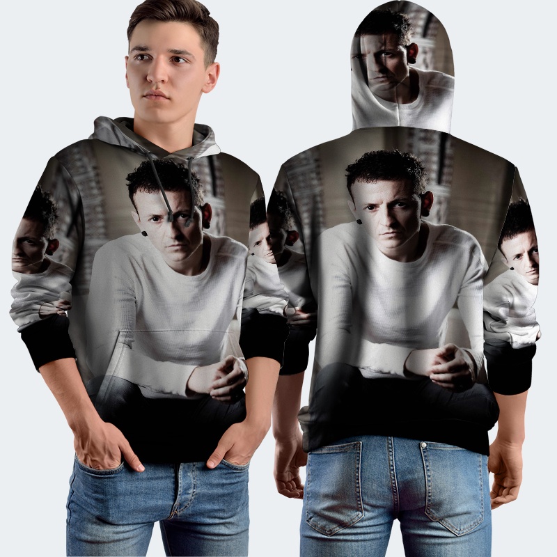 Jaket Hoodie Fullprint 03 Chester Bennington Bahan Polyester Jersey