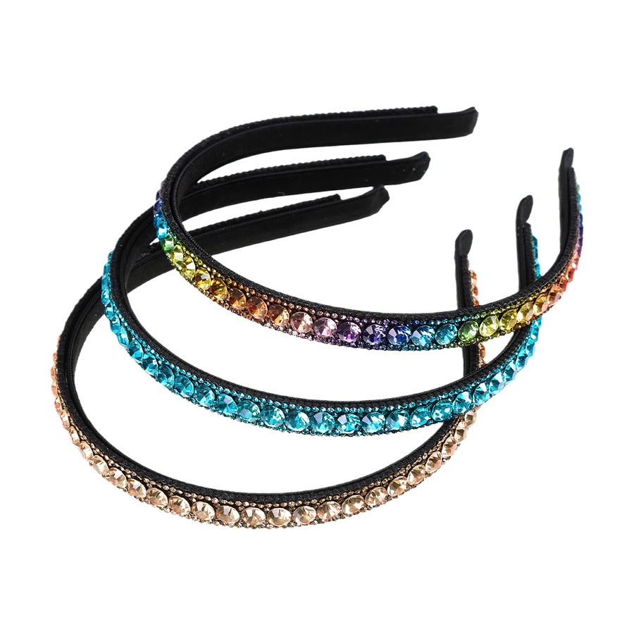 Korean Full Diamond Crystal Headband Woman Retro Rhinestone Thin Hair Band With Teeth Headwear