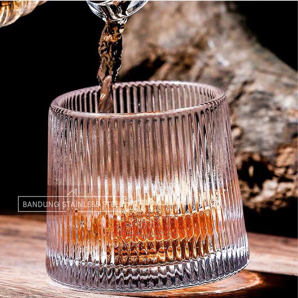 Gelas Whiskey Putar 150ml Kaca Kristal Unik Tebal Spinning Glass Gangsing Whisky Nordic Perancis