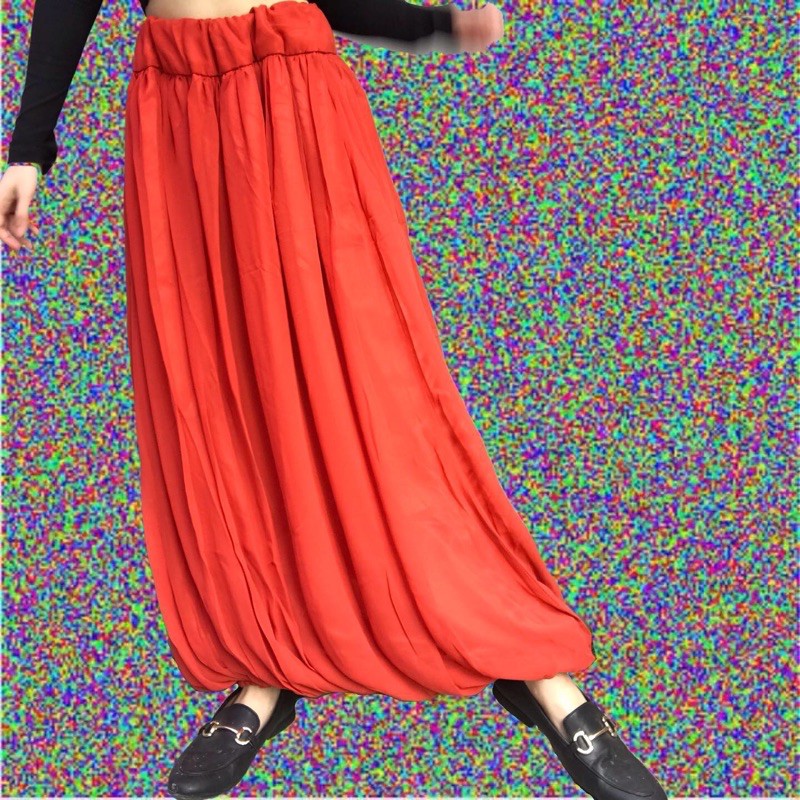 ORANGE MAXI SKIRT | rok panjang/maxi oren chiffon