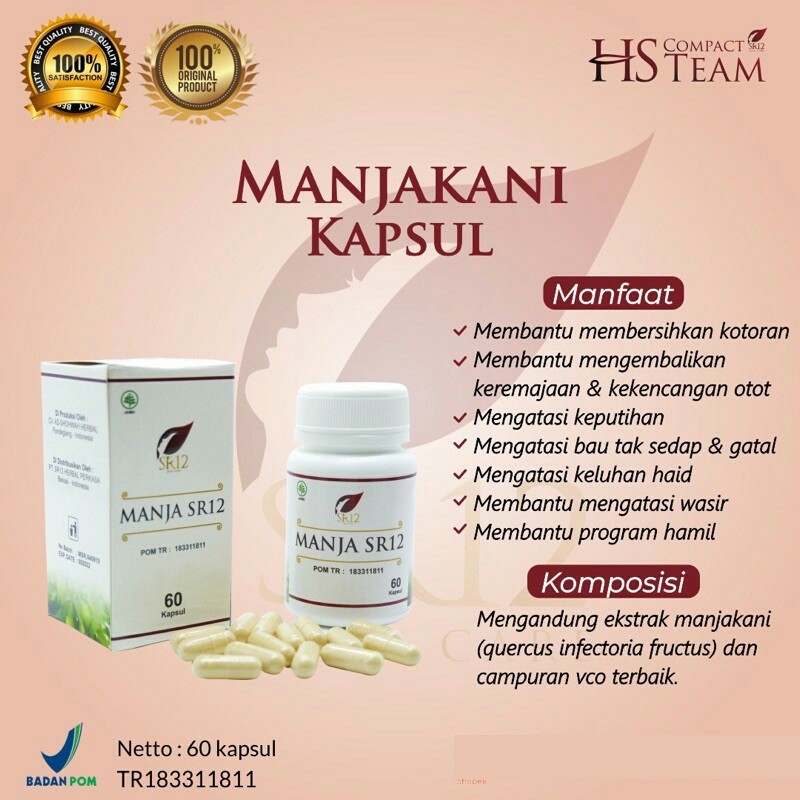 Manjakani SR12 Kapsul Butir Pencegah Gatal Pelancar Haid Herbal Promil Program Hamil Official Original