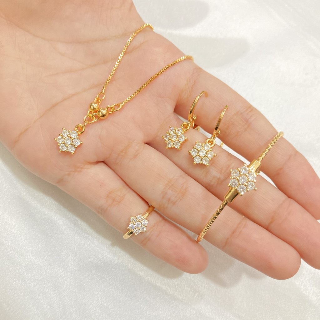 Set Perhiasan Anak Lapis Emas Full Permata Anting Kalung Cincin Gelang Aksesoris Fashion Xuping