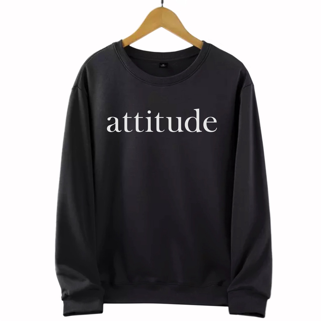 FenishaStore Sweater Oversize ATTITUDE Crewneck Wanita Terbaru Size M-L-XL-XXL Bisa Bayar Ditempat COD