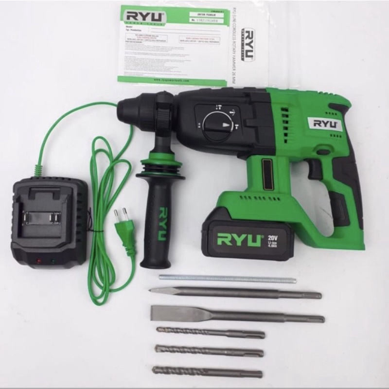 RYU BRUSHLES ROTARY HAMMERRCRH26 (20 VOLT) / MESIN BOR CORDLES HAMMER RYU 20VOLT