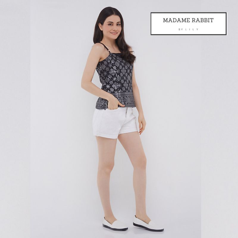 MADAME RABBIT Tank Top Wanita Pearl Grey Songket Premium Casual Style-1